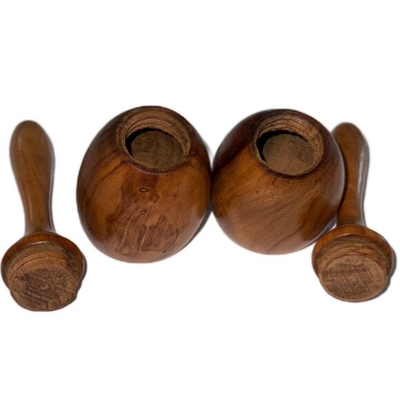 Vintage Oliv-Art Maracas Salt & Pepper Shakers Olive Wood Made in Spain - Picture 8 of 8